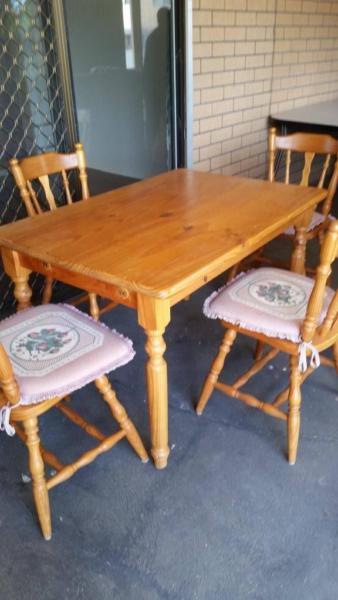 Pine four seat table and Chairs