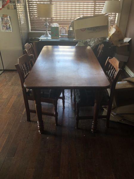 Jarrah dining table and chairs