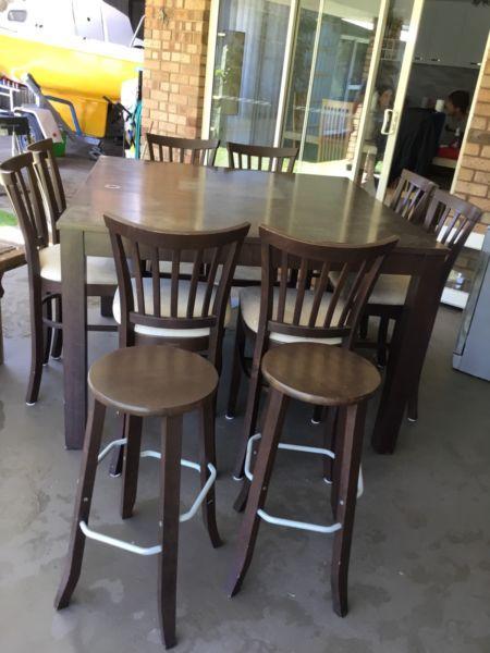 Bar table 8 seater plus 2 stools