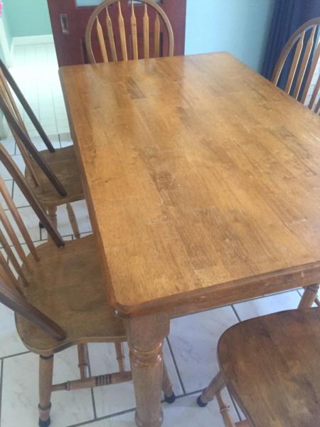 Coconut wood dining table and 6 chairs