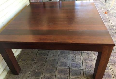 Jarrah dining table - recycled timber, square 8 seater