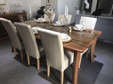 Marri dining table and leather chairs