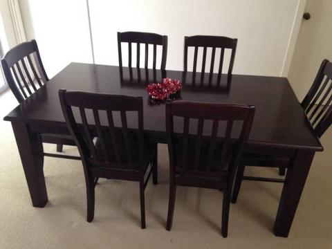 Solid Hardwood Table and 6 Chairs
