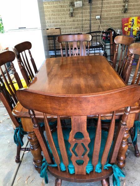 Dining table and chairs solid timber