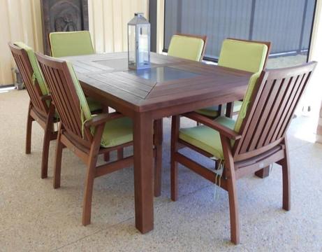 Hard Wood Garden Table and 6 Chairs