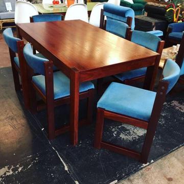 Vintage Jarrah Table with 6 Dining Chairs