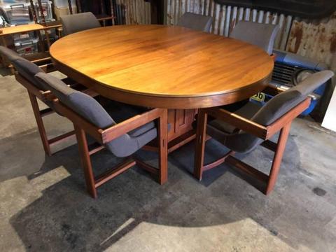 Vintage Danish inspired dining setting from England. Mid Century