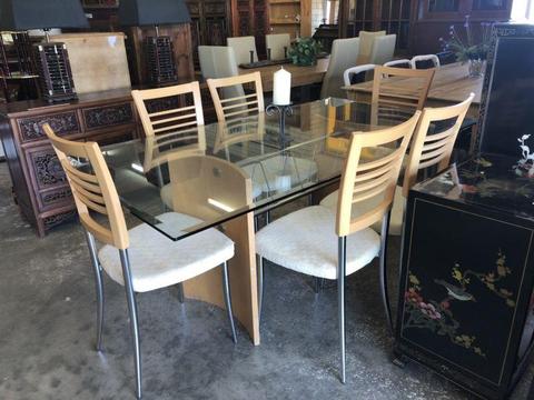 7 Piece Glass-Top Dining Suite