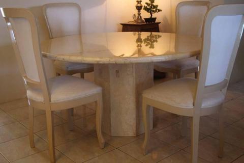 Marble Dining Table with Chairs Italian