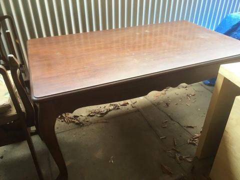 vintage table and 6 chairs - solid wood