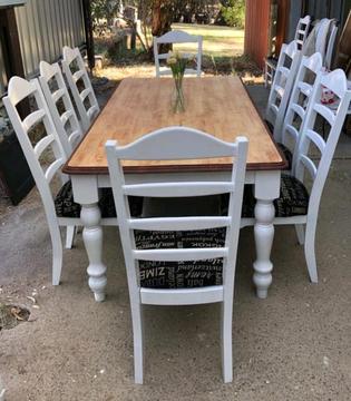 Upcycled Dining Table with Eight Chairs country Hamptons