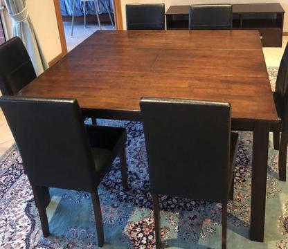 Dining table and 6 chairs with matching tv unit
