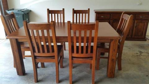 DINING SUITE SOLID TIMBER WITH 6 CHAIRS