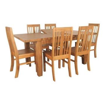 Extendable dinning table 6 chairs (oak)