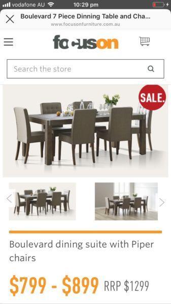 Dining table and chairs 7 piece $1299 selling second hand for $700