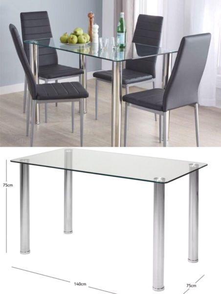Glass table with 4 chair