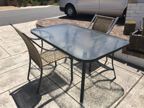 Outdoor table 2 chairs good condition delivery for fee