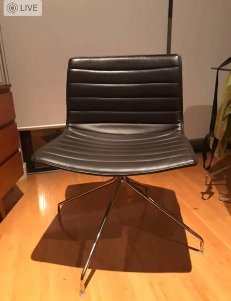 mid century Arper swivel chairs with glass dining table