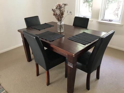 Solid wood dining table & 6 chairs