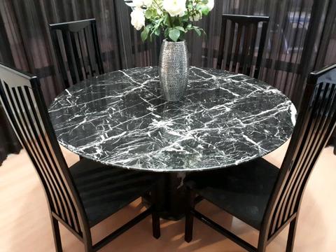 Round Italian Marble Table & Chairs
