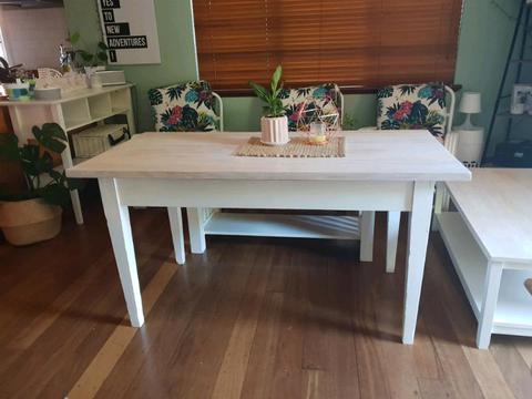 Refurbished solid wood dining table