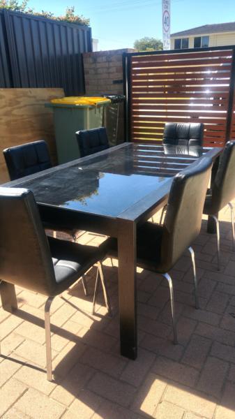 6 x seater dining table and chairs