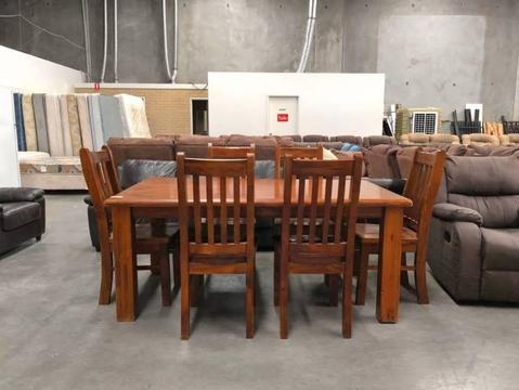 DELIVERY TODAY QUALITY 7 pcs SOLID WOODEN dining table & 6 chairs