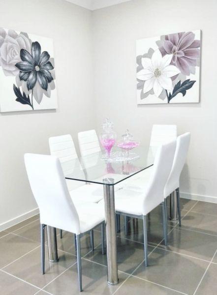 6 seater glass dining table