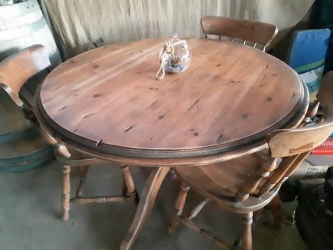Round wooden table and 3 chairs