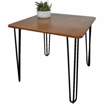 Hairpin Leg Cafe Dining Tables, Solid Chestnut Wood Top