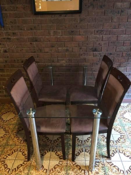 Glass dining table 4 chairs