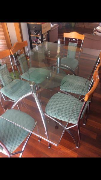 Glass Top dining table Set of x7