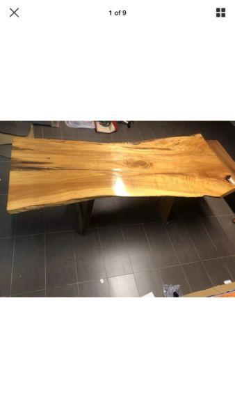 LIVE EDGE DINING TABLE SLAB & BENCH