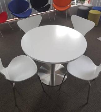 Reduced for 1 week only- table and chairs white/brown