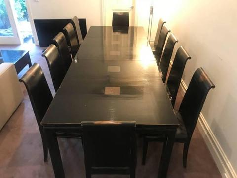 Dining Room Table and Matching Leather Chairs (up to 12 seats)