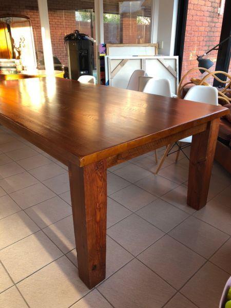 Solid timber dinning table for 8 chairs