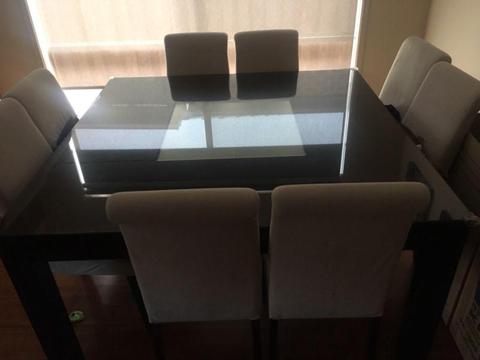 Square dinning table with 8 chairs