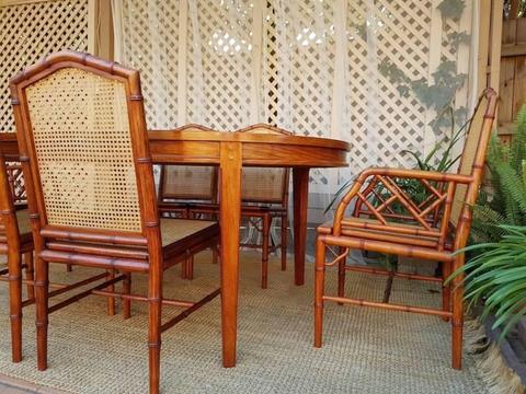 Chippendale Faux Bamboo Rattan Dining Chairs (4 plus 2 Carvers)