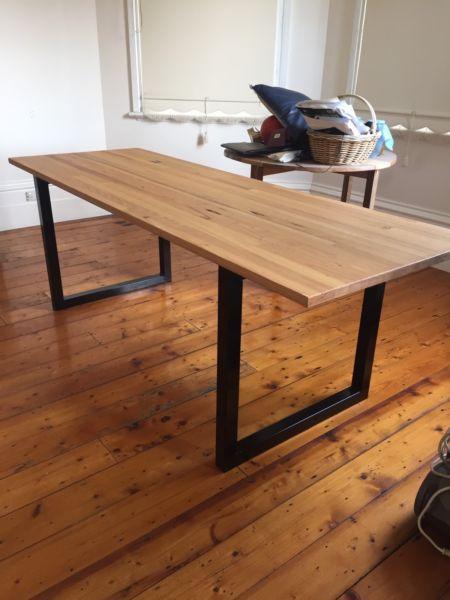 Recycled Timber Dining Table Black Steel Legs