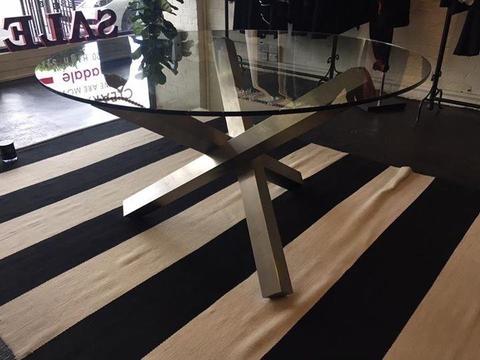 Modern Glass & Chrome Dining Table.....only one left