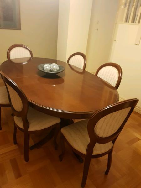 Mahogany wall unit and dining table with 8 chairs