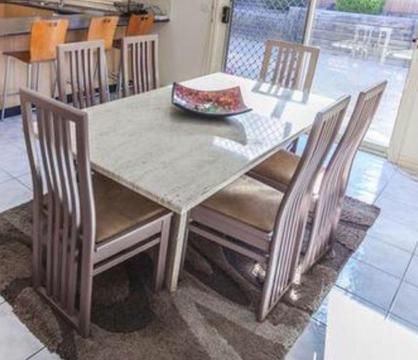 Stone table with six chairs