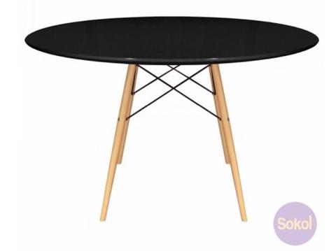 New Sokol Eames Replica Eiffel Round Wood Leg Table Black - 120cm