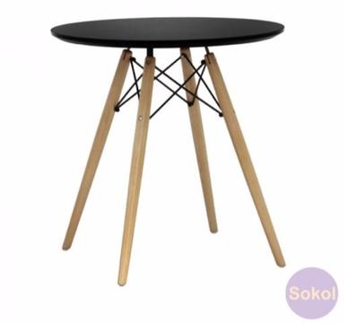 New Sokol Eames Replica Eiffel Round Wood Leg Table Black - 70cm