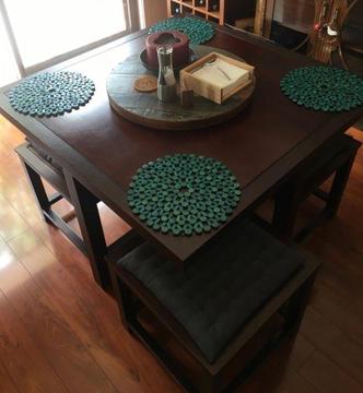Dining Table, square 1080mm, 4 seats, good condition