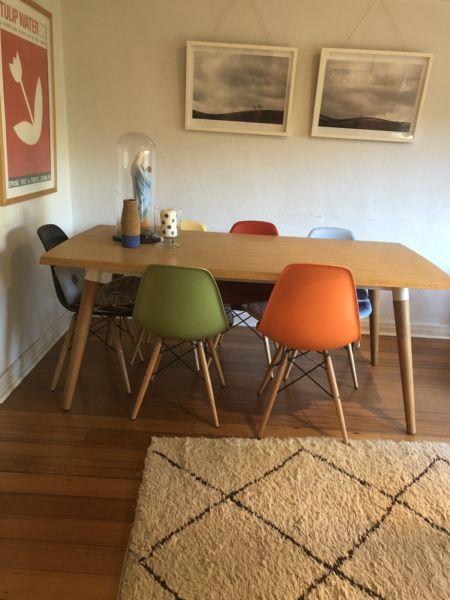 Wanted: Oak dining room table with replica Eames dining chairs