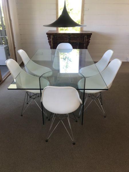 Glass dining room table