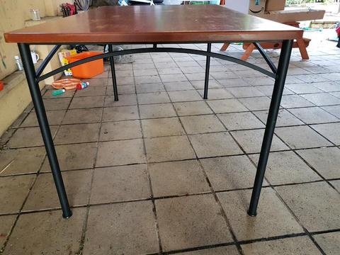 Wooden dining table cast iron legs
