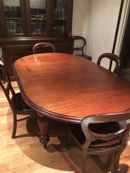 Jarrah dining table & 5 chairs