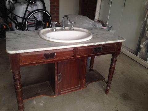 vanity table with marble top